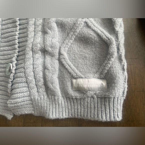 Taylor Swift Soft Gray Cable Knit Cardigan The Tortured Poets Department XS/S - Picture 7 of 9